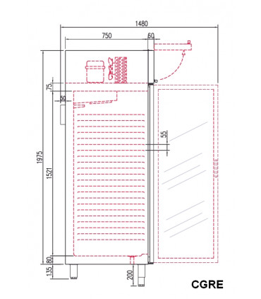 Armoire GN2/1 côtés emboutis positive 1 porte CGRE-751-SPF CORECO