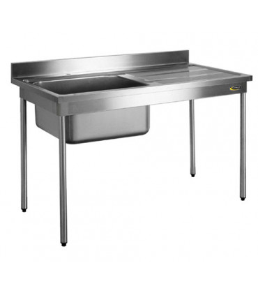 Plonge 1 cuve sans cache-cuve confort CHR inox 12/10  à bords droits Sofinor PN112D