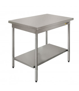 Table centrale avec étagère démontable confort CHR inox 12/10  à bords droits Sofinor