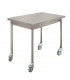 Table centrale sans étagère sur roulettes démontable confort CHR inox 12/10  à bords droits Sofinor