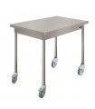 Table centrale sans étagère sur roulettes démontable confort CHR inox 12/10  à bords droits Sofinor