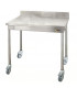 Table adossée sans étagère sur roulettes démontable confort CHR inox 12/10  à bords droits Sofinor