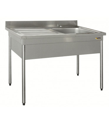 Plonge 1 cuve avec cache-cuve confort CHR inox 12/10  à bords droits Sofinor PNP112G