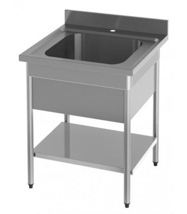 Plonge 1 cuve avec cache-cuve et 1 étagère confort CHR inox 12/10  à bords droits Sofinor PP107-EG707