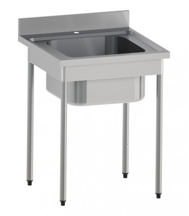 Plonge 1 cuve sans cache-cuve confort CHR inox 12/10  à bords droits Sofinor P107