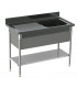 Plonge 1 cuve avec cache-cuve et 1 étagère confort CHR inox 12/10  à bords droits Sofinor PNP112G-EG612