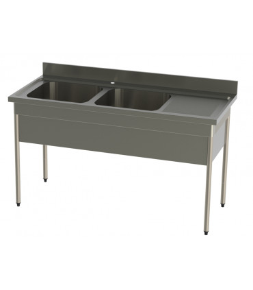 Plonge 2 cuves avec cache-cuve confort CHR inox 12/10  à bords droits Sofinor PNP212D Plonge 2 cuves avec cache-cuve confort CHR inox 12/10  à bords droits Sofinor PNP212D