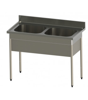 Plonge 2 cuves avec cache-cuve confort CHR inox 12/10  à bords droits Sofinor PNP212