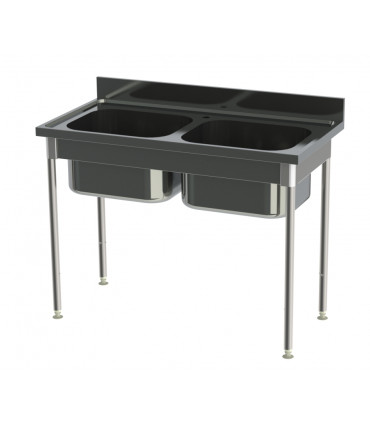 Plonge 2 cuves sans cache-cuve confort CHR inox 12/10  à bords droits Sofinor PN212 Plonge 2 cuves sans cache-cuve confort CHR inox 12/10  à bords droits Sofinor PN212