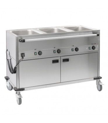 Chariot Bain-marie à eau 3 x GN 1/1 avec soubassement chauffant horizontal CCBM3CH CASSELIN Chariot Bain-marie à eau 3 x GN 1/1 avec soubassement chauffant horizontal CCBM3CH CASSELIN