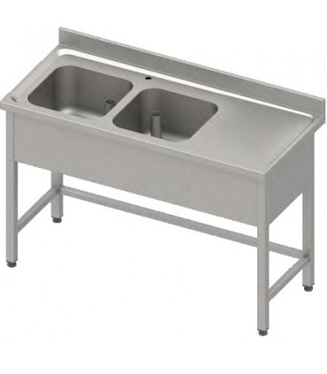 Plonge 2 bacs sans étagère plan de travail à droite STALGAST
