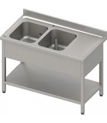 Plonge 2 bacs avec étagère plan de travail à droite STALGAST