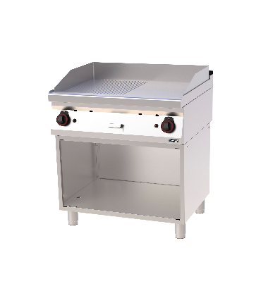 Plaque à snacker Fonte Rainurée Lisse avec soubassement Gaz 80  C7PASFRLG80S CASSELIN