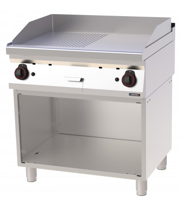 Plaque à snacker Chrome Rainurée Lisse avec soubassement Gaz 80  C7PASCRLG80S CASSELIN