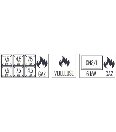 Fourneau gaz 6 feux avec four à gaz GN 2/1 HP 120  C7FOG6FFGHP120 CASSELIN