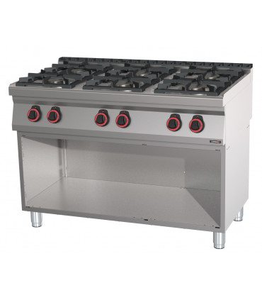 Fourneau gaz 6 feux avec soubassement 120  C7FOG6F120S CASSELIN