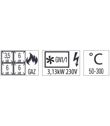 Fourneau gaz 4 feux avec four électrique ventilé GN 1/1 80  C7FOG4FFV80 CASSELIN