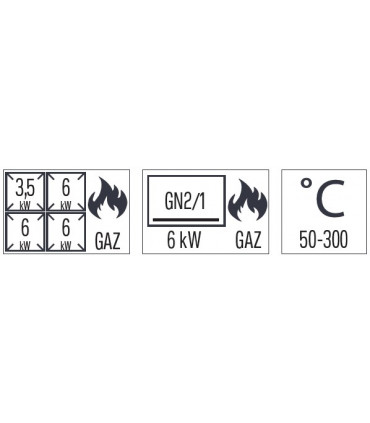 Fourneau gaz 4 feux avec four électrique statique GN 2/1 80  C7FOG4FFS80 CASSELIN