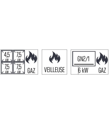 Fourneau gaz 4 feux avec four à gaz GN 2/1 HP 80  C7FOG4FFGHP80 CASSELIN