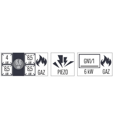 Fourneau gaz 4 feux + 1 plaque coup de feu avec four à gaz GN 1/1 120  C7FOG4F1PFG120 CASSELIN