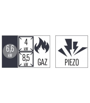 Fourneau gaz à poser 2 feux + 1 plaque coup de feu 80  C7FOG2F1P80 CASSELIN