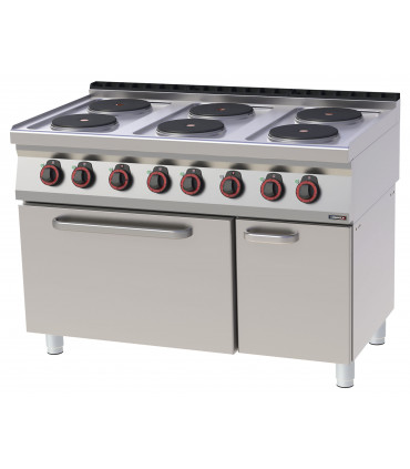 Fourneau électrique 6 feux avec four électrique statique GN 2/1 120  C7FOE6FFS120 CASSELIN