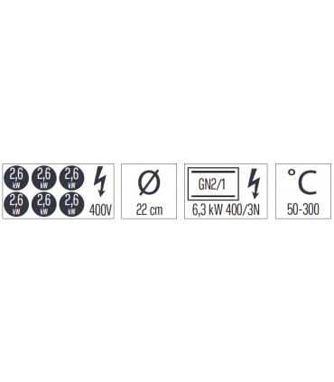 Fourneau électrique 6 feux avec four électrique statique GN 2/1 120  C7FOE6FFS120 CASSELIN