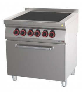 Fourneau électrique 4 plaques coup de feu avec four électrique ventilé GN 1/1 80  C7FOE4PFV80 CASSELIN