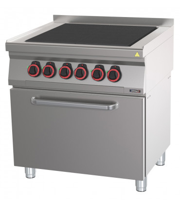 Fourneau électrique 4 plaques coup de feu avec four électrique statique GN 2/1 80  C7FOE4PFS80 CASSELIN Fourneau électrique 4 plaques coup de feu avec four électrique statique GN 2/1 80  C7FOE4PFS80 CASSELIN