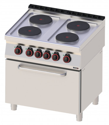 Fourneau électrique 4 feux avec four électrique statique GN 2/1 80  C7FOE4FFS80 CASSELIN Fourneau électrique 4 feux avec four électrique statique GN 2/1 80  C7FOE4FFS80 CASSELIN