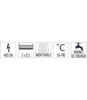 Friteuse électrique à poser 2 x 13L 80  C7FE13280 CASSELIN Friteuse électrique à poser 2 x 13L 80  C7FE13280 CASSELIN