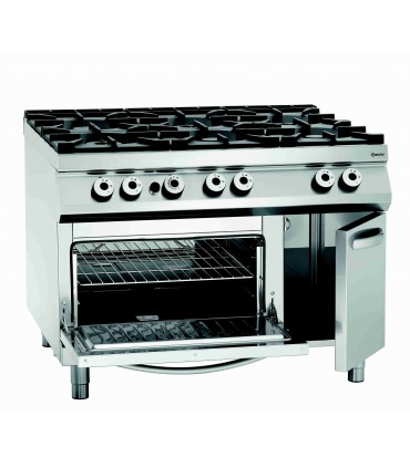 Fourneau gaz,6 foyers,F gaz2/1GN,NS Bartscher