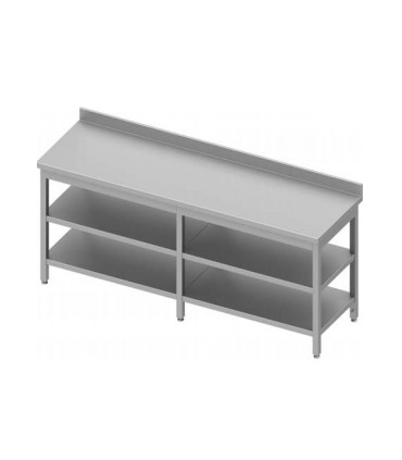 Table grande largeur adossée avec 2 étagères, Stalgast