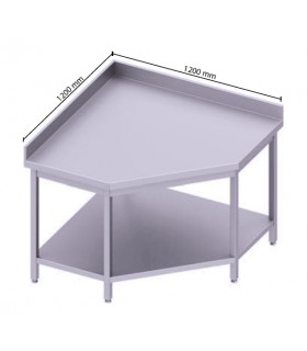 Table adossée en angle avec étagère, Stalgast
