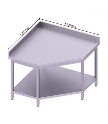 Table adossée en angle avec étagère, Stalgast Table adossée en angle avec étagère, Stalgast