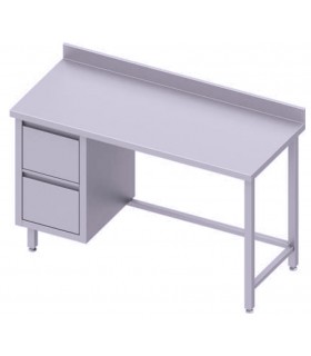 Table adossée + meuble à deux tiroirs, Stalgast