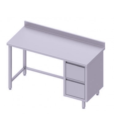 Table adossée + meuble à deux tiroirs, Stalgast Table adossée + meuble à deux tiroirs, Stalgast