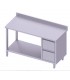 Table adossée + meuble à deux tiroirs et une étagère, Stalgast