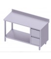 Table adossée + meuble à deux tiroirs et une étagère STALGAST