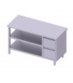 Table centrale + meuble à deux tiroirs et deux étagères STALGAST