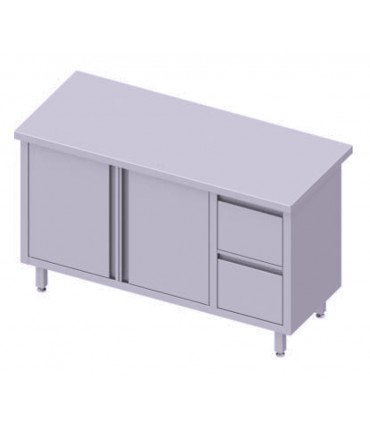 Table centrale avec deux tiroirs, portes battantes, Stalgast Table centrale avec deux tiroirs, portes battantes, Stalgast