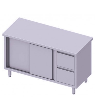 Table centrale avec deux tiroirs, portes coulissantes, Stalgast