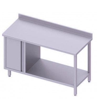 Table adossée avec placard et étagère, Stalgast Table adossée avec placard et étagère, Stalgast