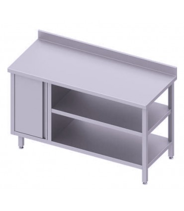 Table adossée avec placard et deux étagères, Stalgast Table adossée avec placard et deux étagères, Stalgast