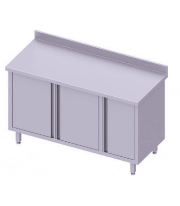 Table adossée avec placard, portes battantes, Stalgast