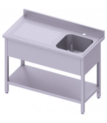 Table adossée avec cuve avec étagère, Stalgast