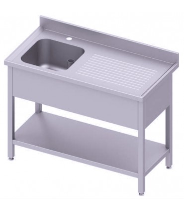 Table adossée avec cuve avec étagère, Stalgast