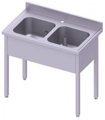 Table adossée avec double cuve sans étagère, Stalgast Table adossée avec double cuve sans étagère, Stalgast