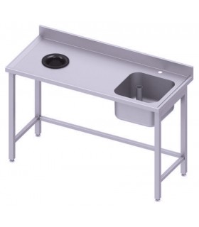 Table adossée avec cuve et trou vide-ordures, Stalgast