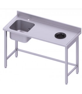 Table ECO pour lave-vaisselle avec bac, trou à déchets et dosseret